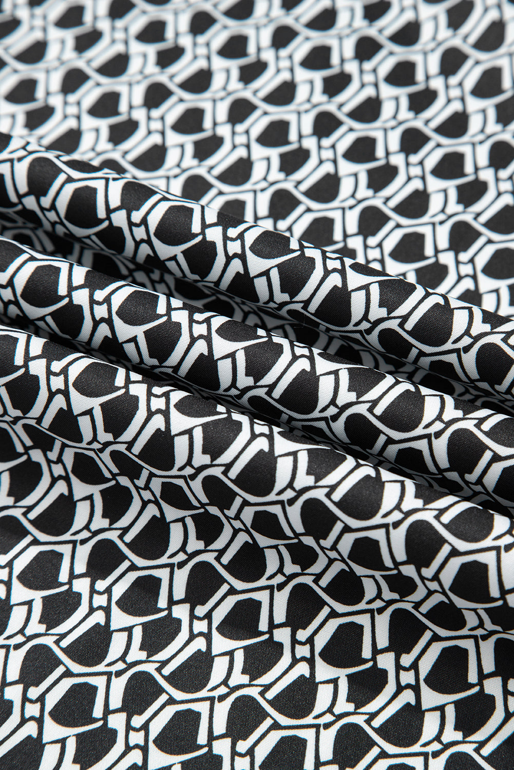 Black Bohemian Print Slit Wide Leg Smocked High Waist Pants