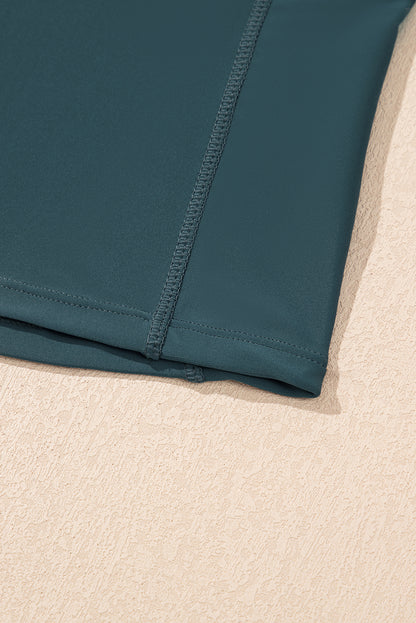 Sea Green Solid Pocketed Crossover High Waist Swim Skort