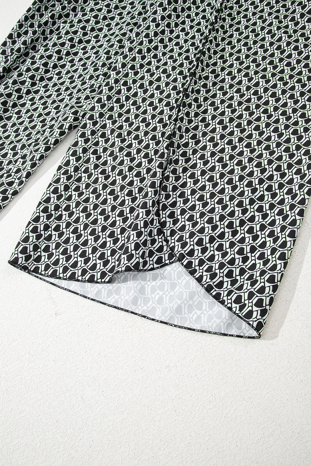 Black Bohemian Print Slit Wide Leg Smocked High Waist Pants