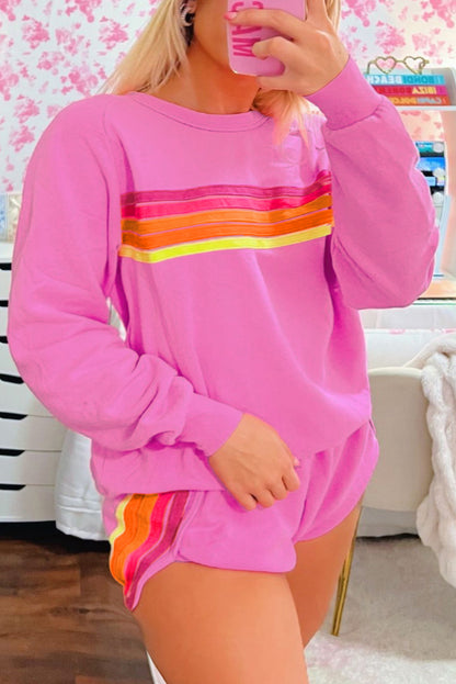 Beau Blue Accent Pullover and Shorts Two Piece Casual Set