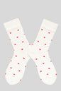 White Valentines Heart Pattern Crew Socks