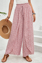 Black Bohemian Print Slit Wide Leg Smocked High Waist Pants