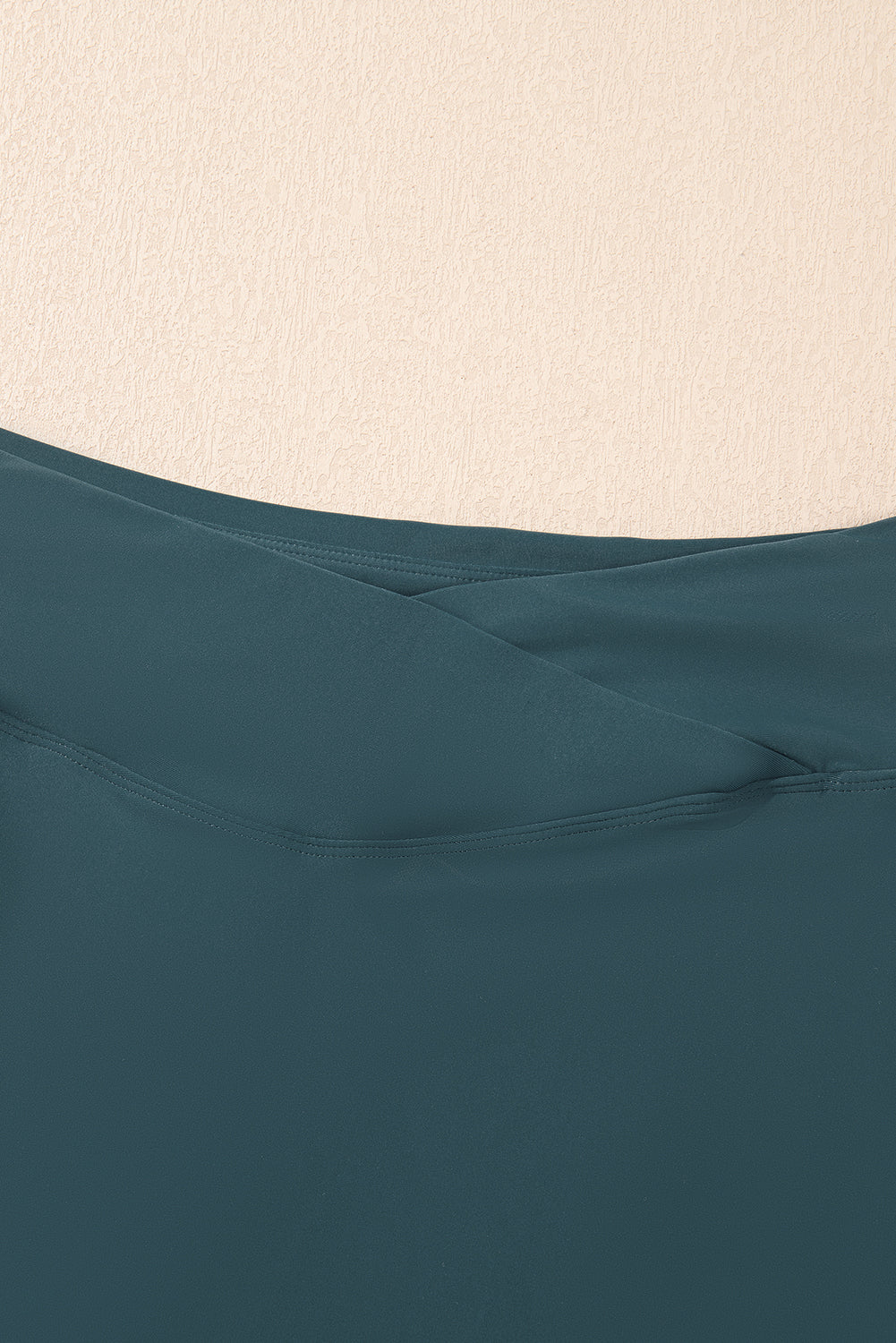 Sea Green Solid Pocketed Crossover High Waist Swim Skort