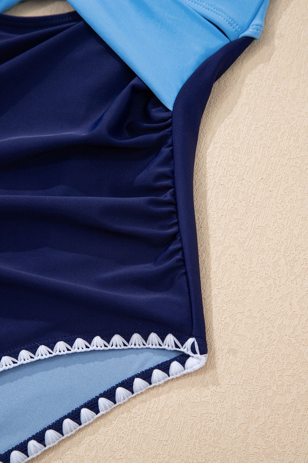 Black Ric Rac Trim Contrasted Patchwork Cutout One Piece Swimsuit