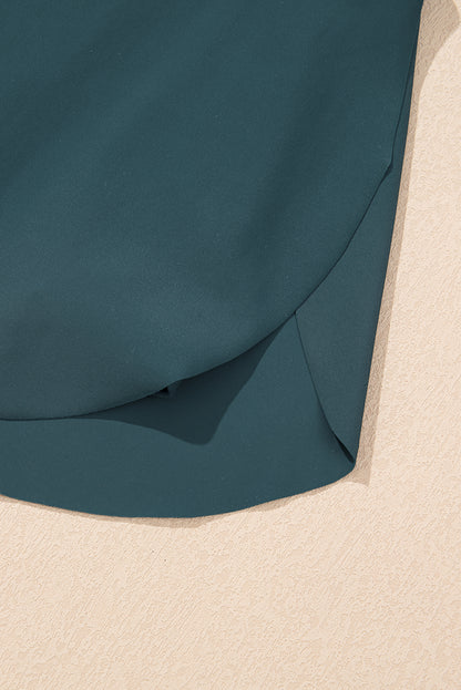 Sea Green Solid Pocketed Crossover High Waist Swim Skort