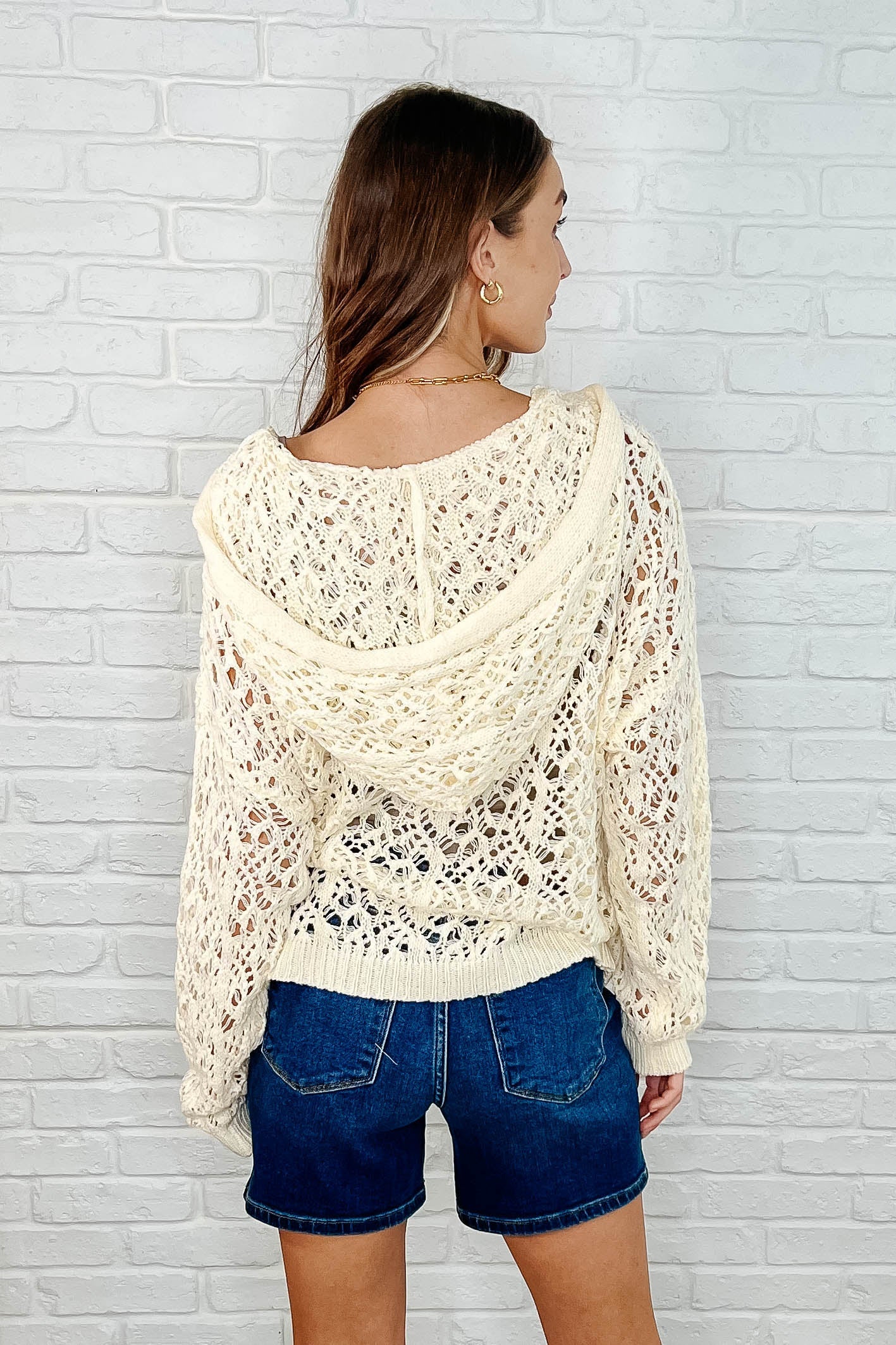 Bohemian Breeze Hooded Layering Top in Natural