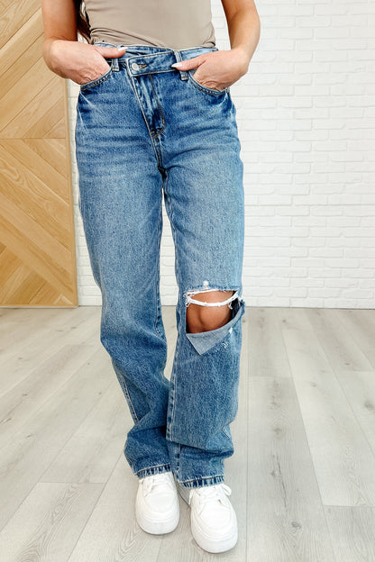 Dylan High Rise Rigid Magic Criss-Cross Waistband Straight Jeans