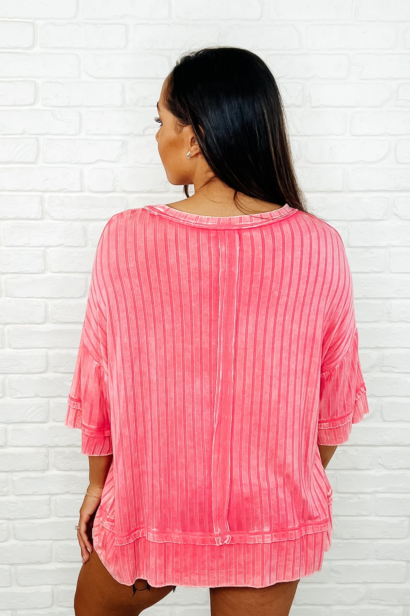 Loosely Speaking Oversized Basic Top in Fuchsia