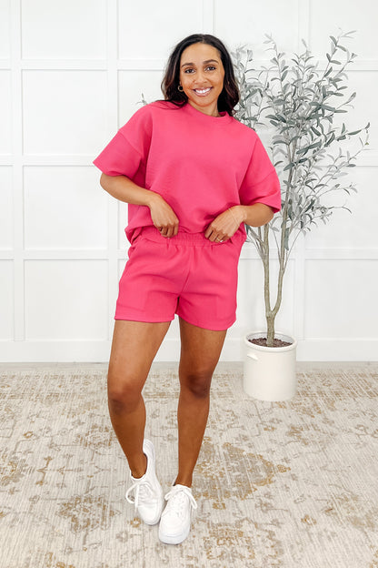 Slow Sunday Ribbed Knit Set in Hot Pink