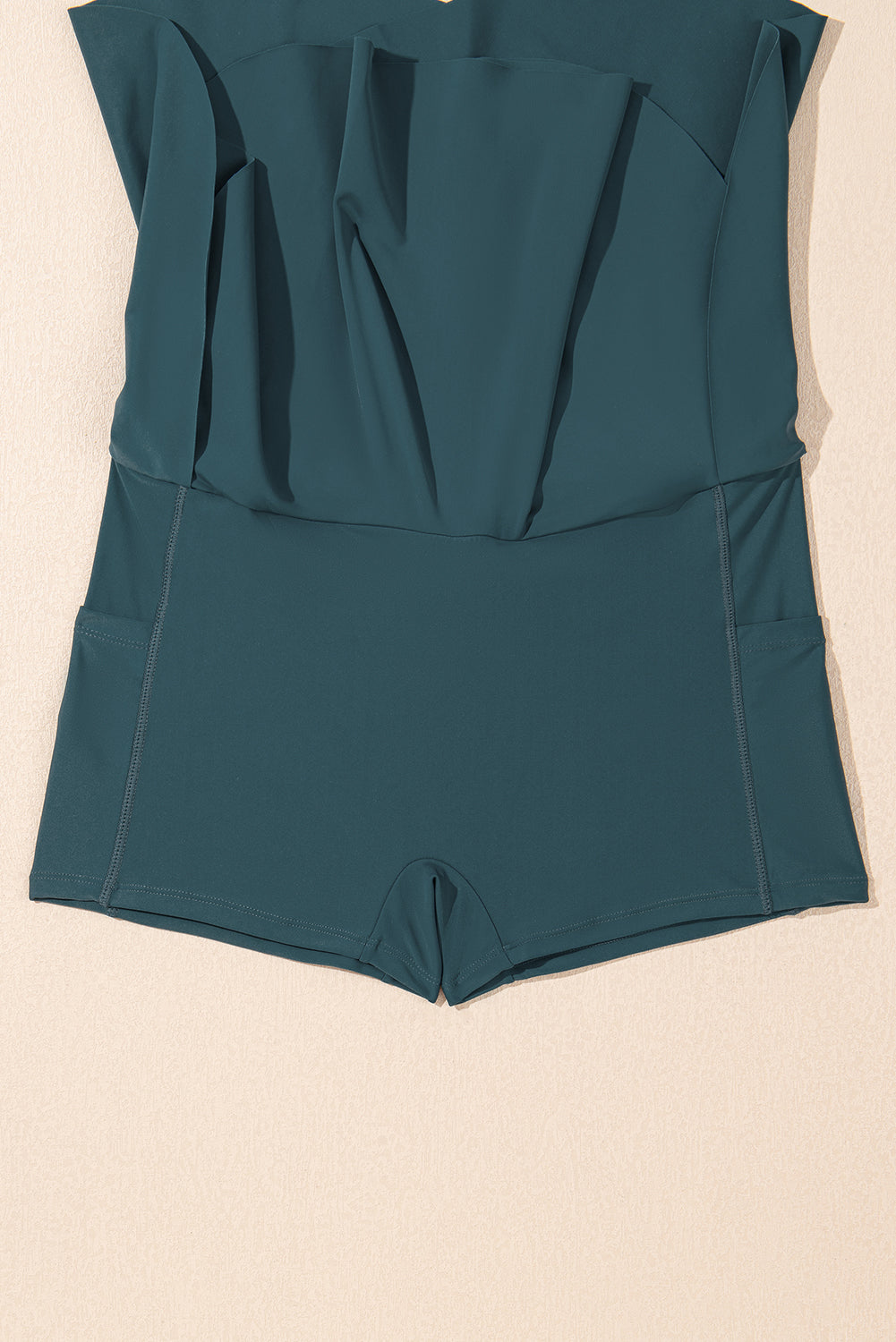 Sea Green Solid Pocketed Crossover High Waist Swim Skort
