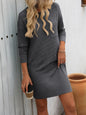 Striped Round Neck Long Sleeve Mini Dress